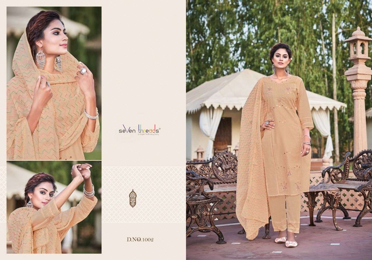 Seven Threads-Sangini-Mull-Cotton-Embroidery-Hand-Mirror-Work-Kurti-Embroidery-Work-Pant-Kota-Checks-Cotton-Dupatta-1002
